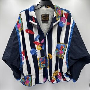 Vintage 90s Foxrun Graphic Nautical Fish Print Track Jacket Plus Size XL